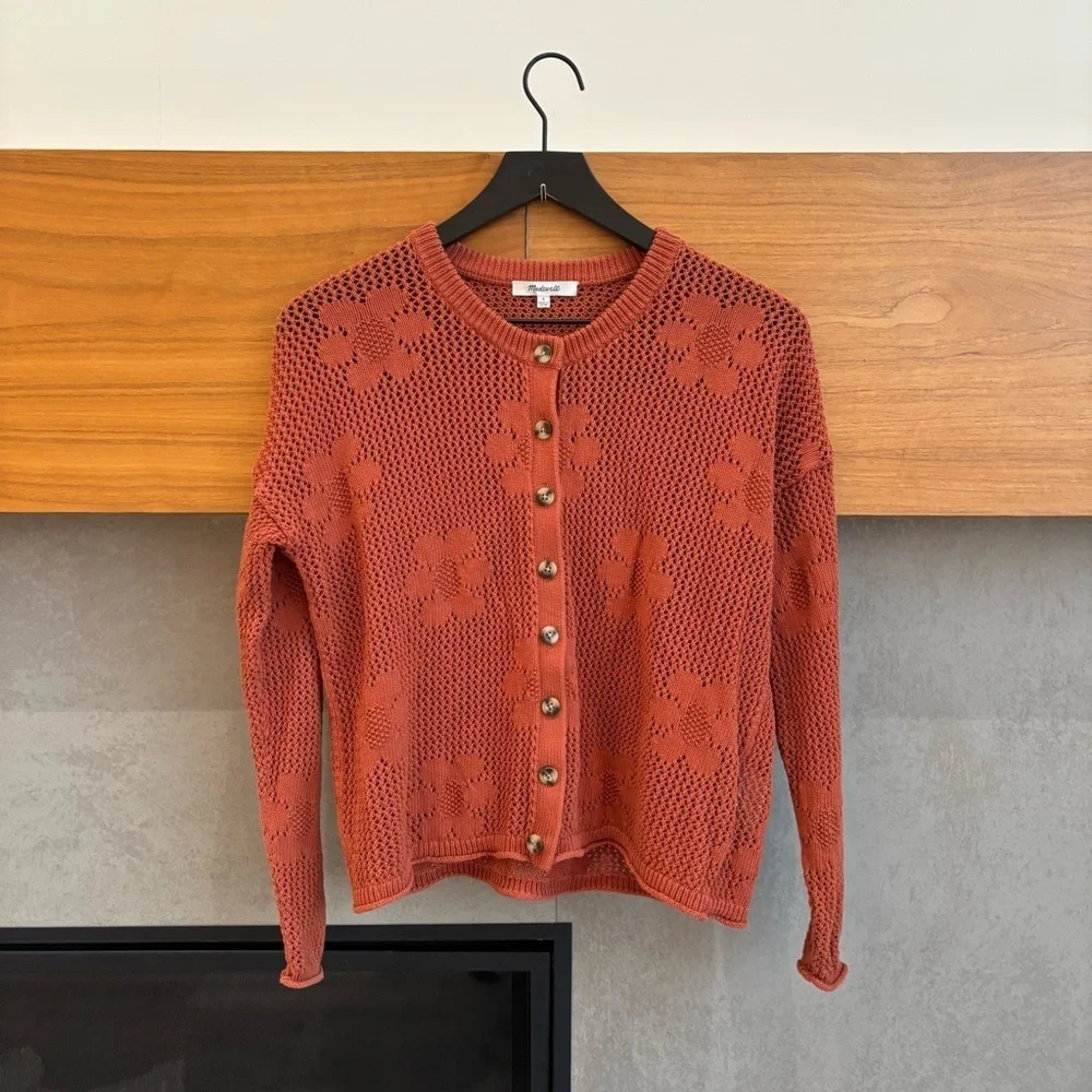 Madewell Floral Open-Stitch Cardigan, Size S - Picture 4 of 13